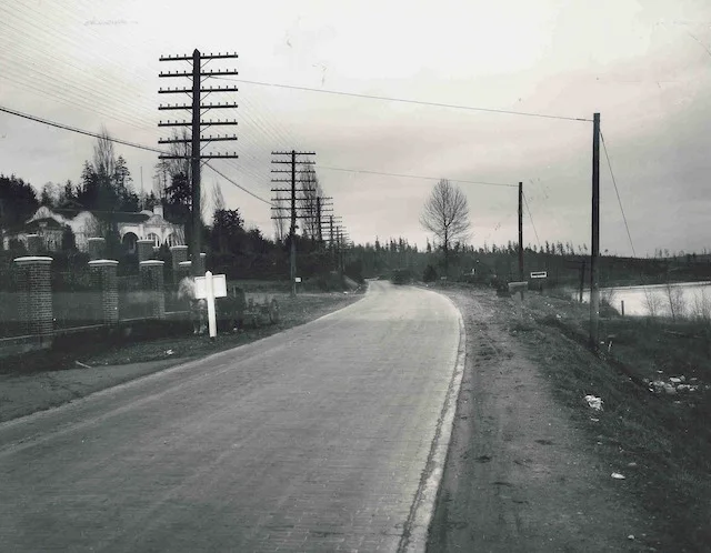 Victory Boulevard looking northeast in 1924, with a gap in the trees at Cat's Whiskers Road
